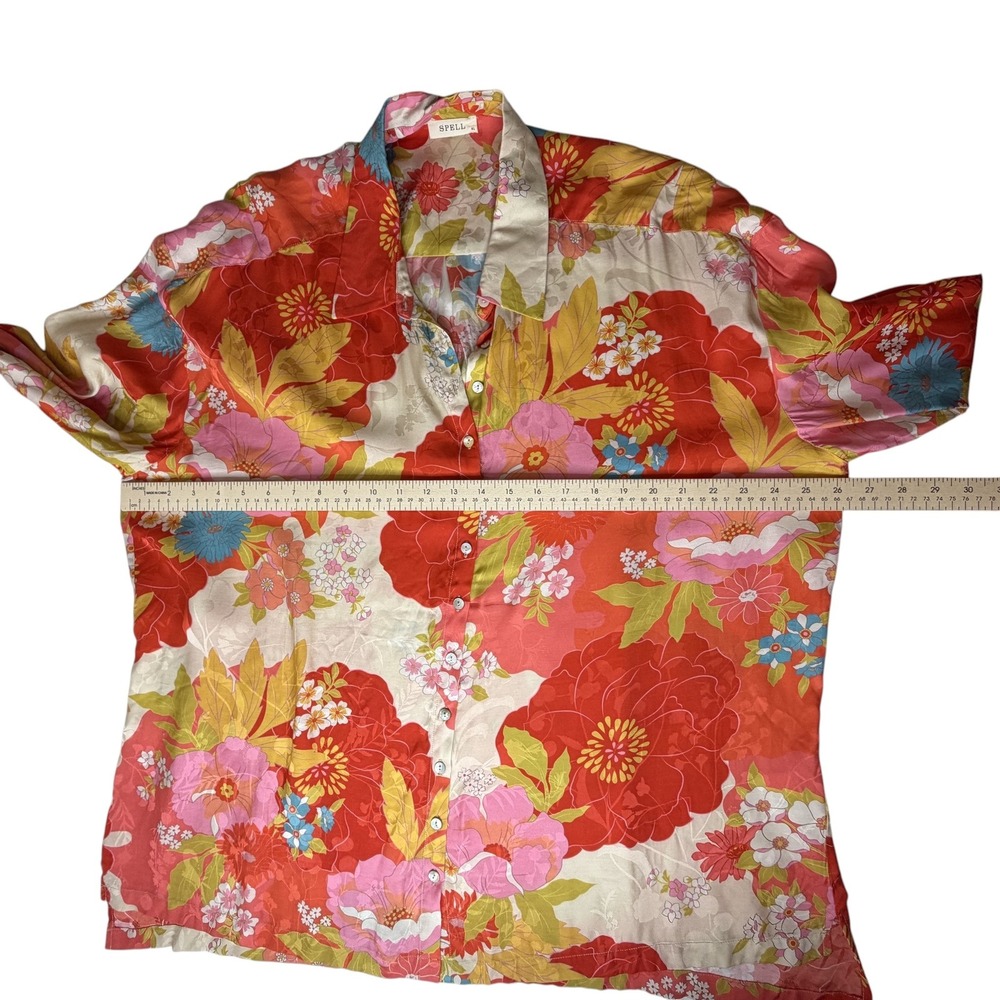 Spell Floral Tyler Printed Button Down Shirt XL Multicolor Boho Oversized Retro - Picture 13 of 14